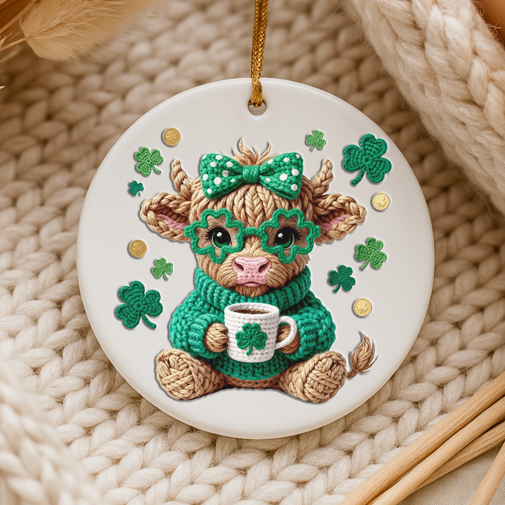 Cute Crocheted Clover Cow