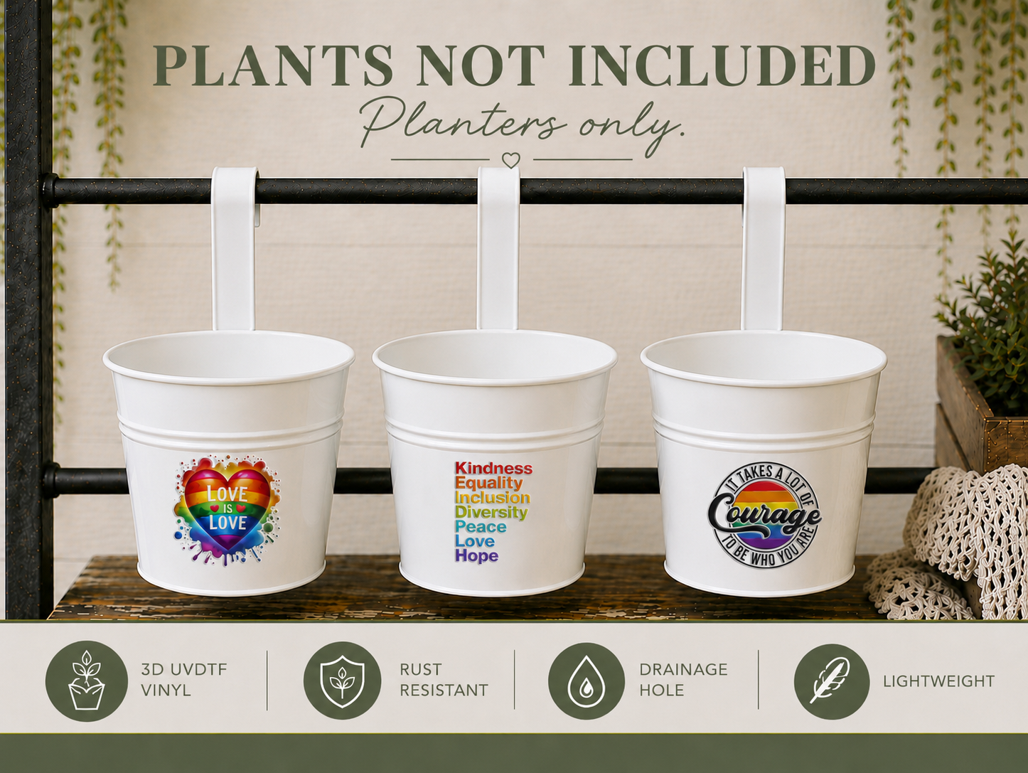 Love, Kindness & Courage Hanging Planter Keepsakes