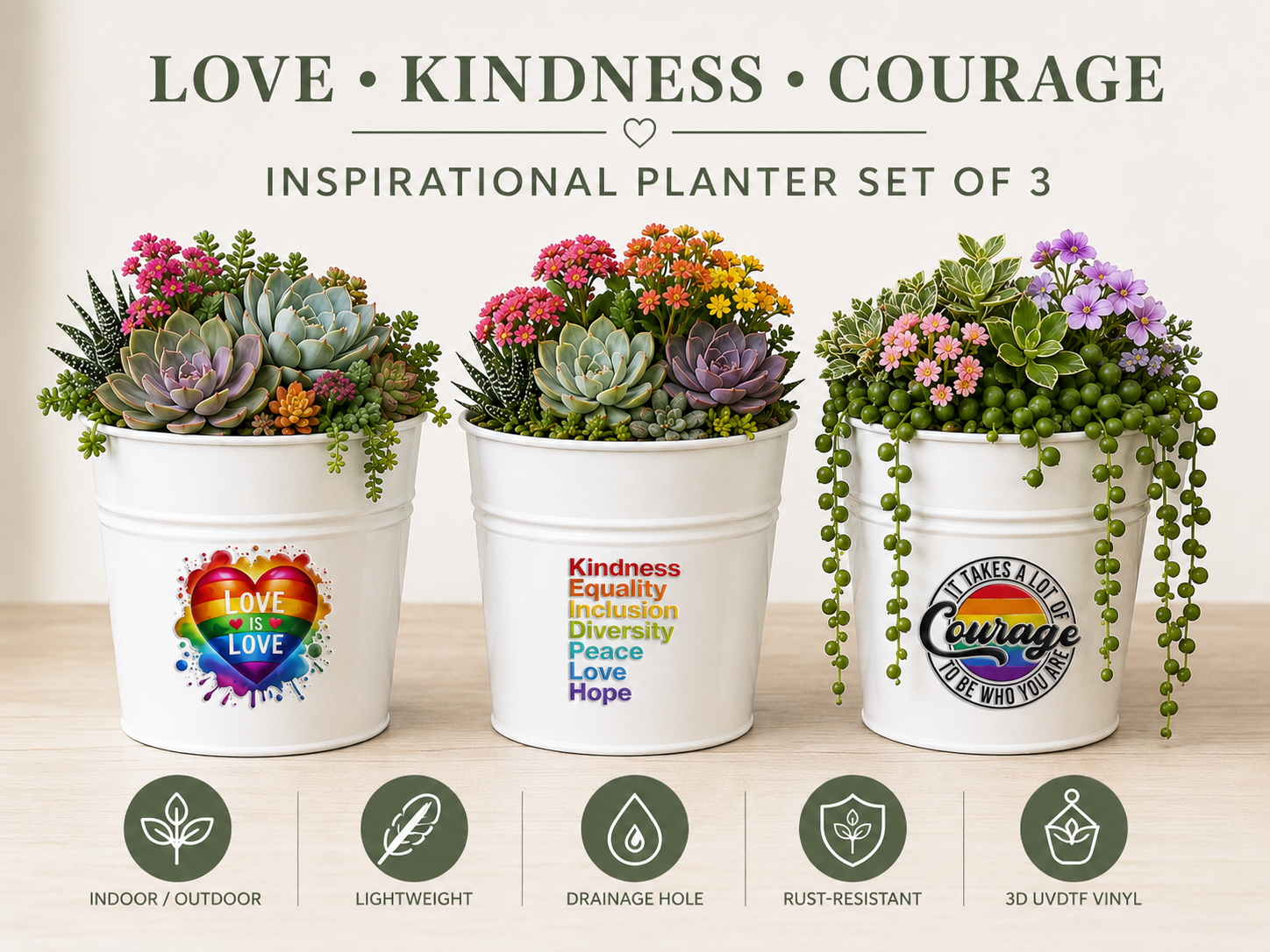 Love, Kindness & Courage Hanging Planter Keepsakes